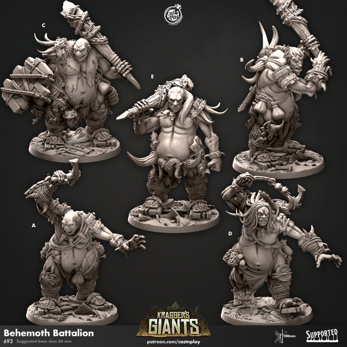 Behemoth Battalion Miniatures | Kragger's Giants | Fantasy Miniature | Cast n Play