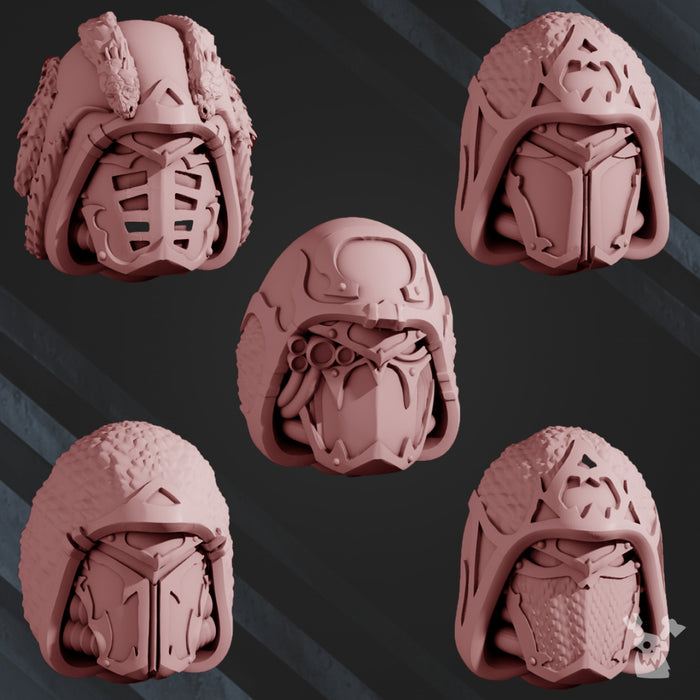 5x Alpha and Omega Helmets | DakkaDakka | Sci-Fi Grimdark Custom Bitz Wargaming Miniatures 28mm 32mm