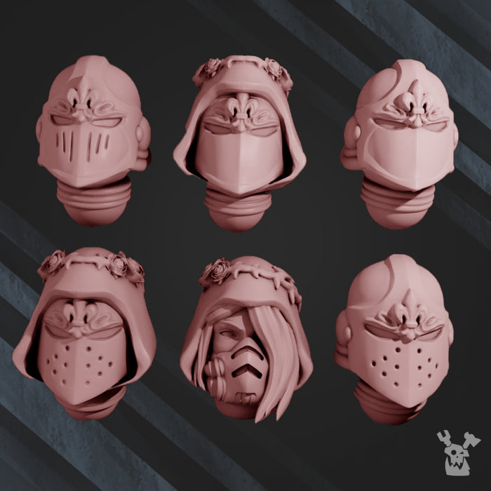 6x Bloody Rose Helmets | DakkaDakka | Sci-Fi Grimdark Custom Bitz Wargaming Miniatures 28mm 32mm