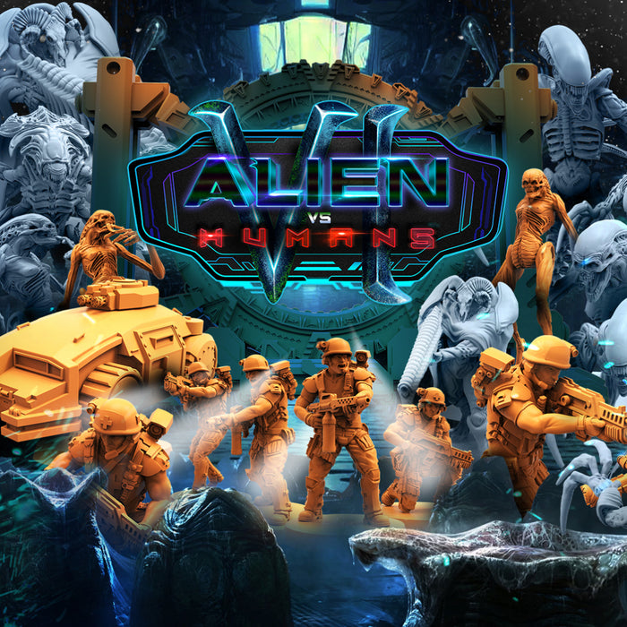 Aliens Vs Humans VI Miniatures (Full Set) | Sci-Fi Miniature | Papsikels