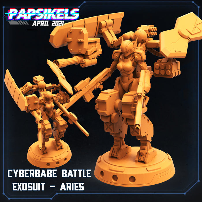 Cyber Babe Battle Exosuit Aries | Cyberpunk | Sci-Fi Miniature | Papsikels