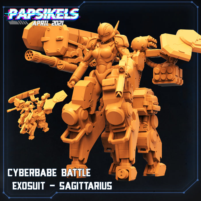 Cyber Babe Battle Exosuit Sagittarius | Cyberpunk | Sci-Fi Miniature | Papsikels