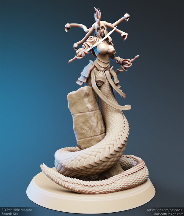 Medusa Elite Sword Miniatures | Nagas | Fantasy Miniature | PS Miniatures