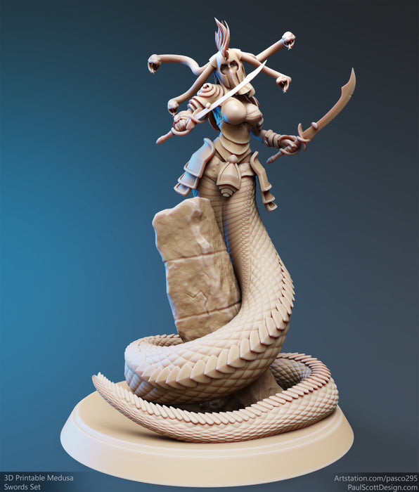Medusa Elite Sword Miniatures | Nagas | Fantasy Miniature | PS Miniatures